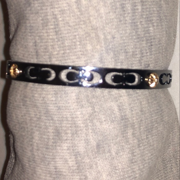 *RARE* COACH Signature C Two-Tone Bangle Bracelet Gunmetal & Gold - Picture 2 of 6